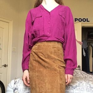 Sostanza Magenta Purple Silk Blouse sz Medium